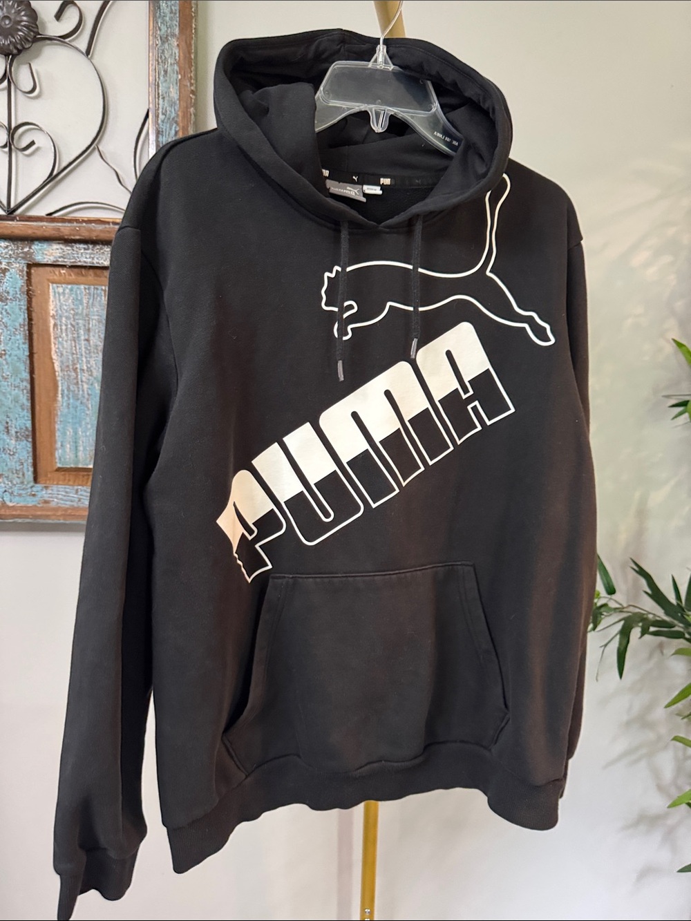 PUMA Men’s Black Logo Hoodie Sweatshirt